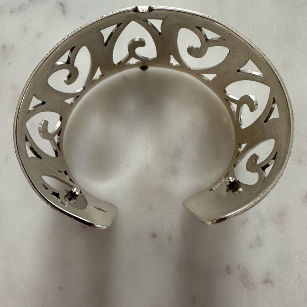 Brighton Christo Prague Heart Cutout Silver Bangle Bracelet - Picture 4 of 5
